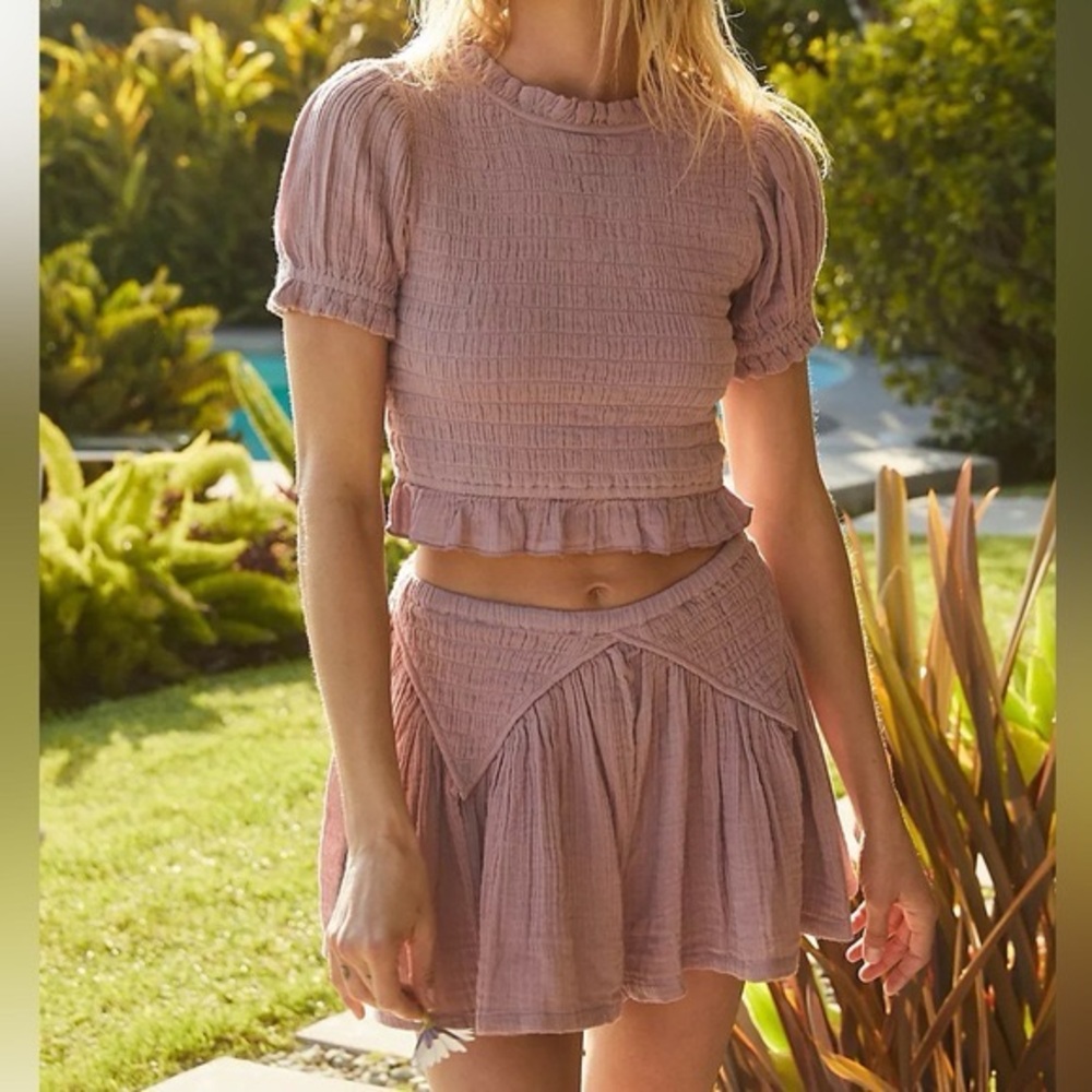 Free People Mauve Mini Skirt Set